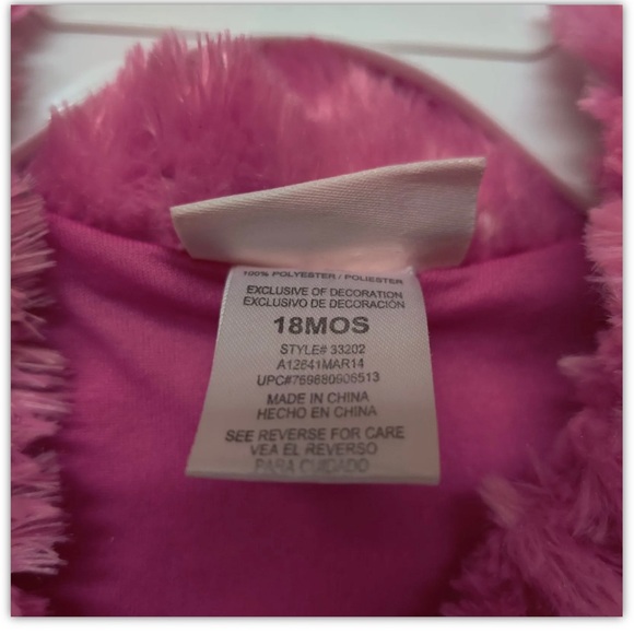 Little Lass Jacket Coat Infant Baby Size 18 Month Pink Fluffy Sequin Warm Winter - Picture 4 of 4